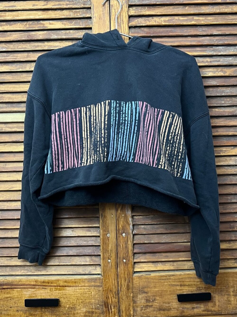 RE/DONE multi logo cropped hoodie, grey, xs
